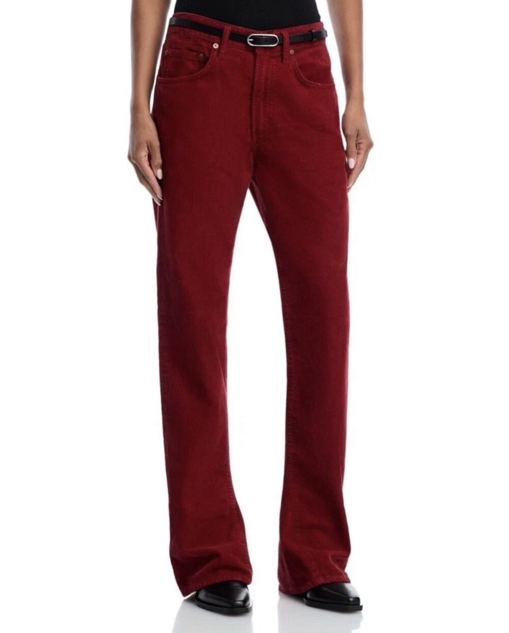 AGOLDE Mid Rise Kick Boot Corduroy Jean- Size 27 Cranberry Autumn Holiday Flare